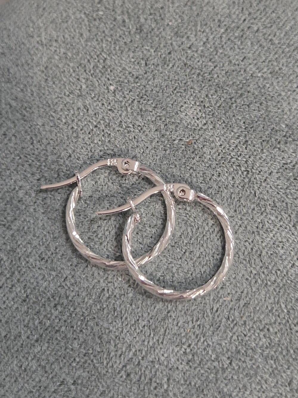 925 Marked Sterling Silver Twisted Hoop Earrings